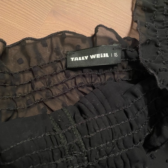 Mesh Polka Dot Spot Flowy Ruffle Blouse by Tally Weijl Extensible Flexible XS - Picture 4 of 6